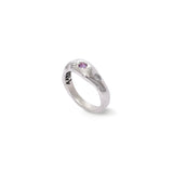 Anel Curve Bone Slim Pedras Prata
