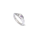 Anel Curve Bone Slim Pedras Prata