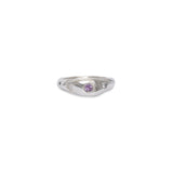 Anel Curve Bone Slim Pedras Prata
